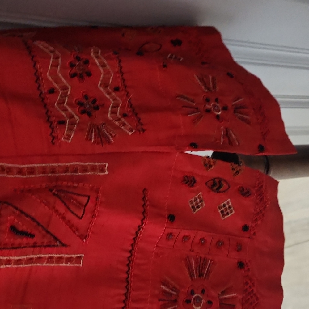 Chico's Red Patterned Jacket - Picture 3 of 7